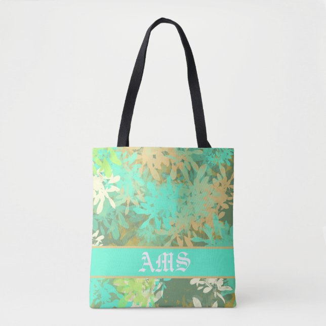 Tote Bag Motif Abstrait à feuilles vertes (Devant)