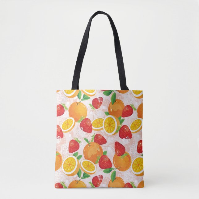 Tote Bag Motif abstrait avec la fraise (Devant)