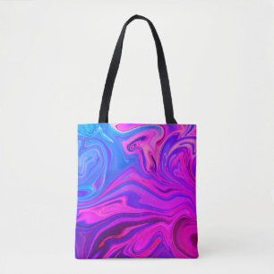 Tote Bag Motif Abstrait bleu néon violet rose
