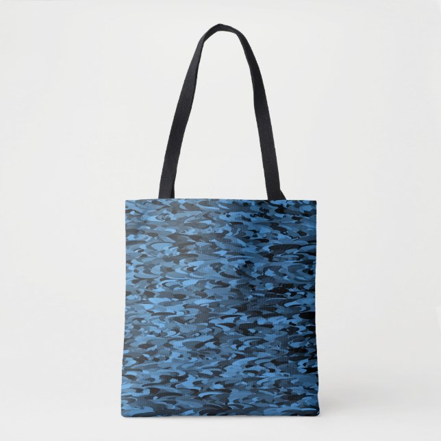 Tote Bag Motif Abstrait Bleu Noir (Devant)