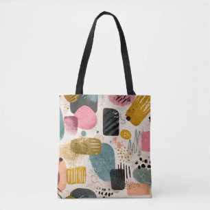 Tote Bag Motif Abstrait Bohème Moderne Texturé Coloré