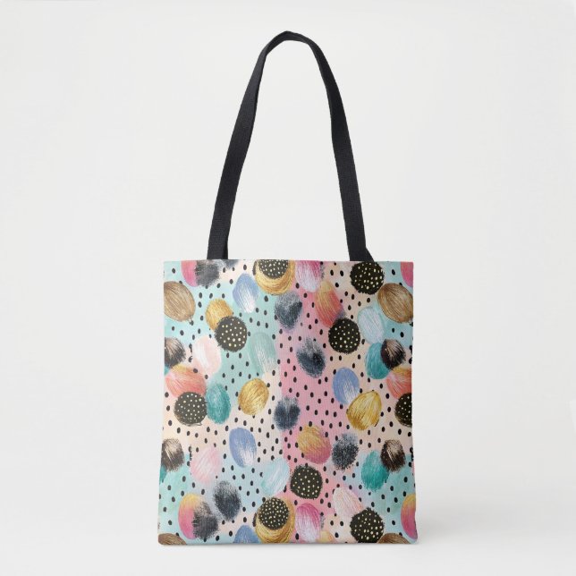 Tote Bag Motif Abstrait brosse et Pointe Polka (Devant)