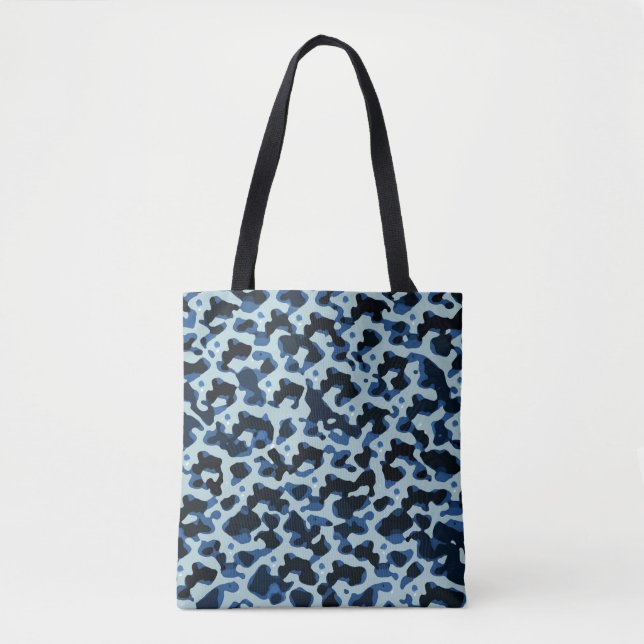 Tote Bag Motif Abstrait Camo noir bleu (Devant)