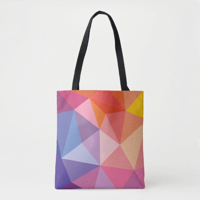 Tote Bag Motif abstrait coloré de triangle (Devant)