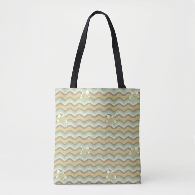 Tote Bag motif abstrait coloré, vagues (Devant)