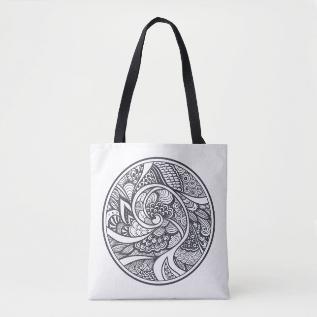 Tote Bag Motif abstrait dans le style 2 de Zen-Griffonnage (Devant)