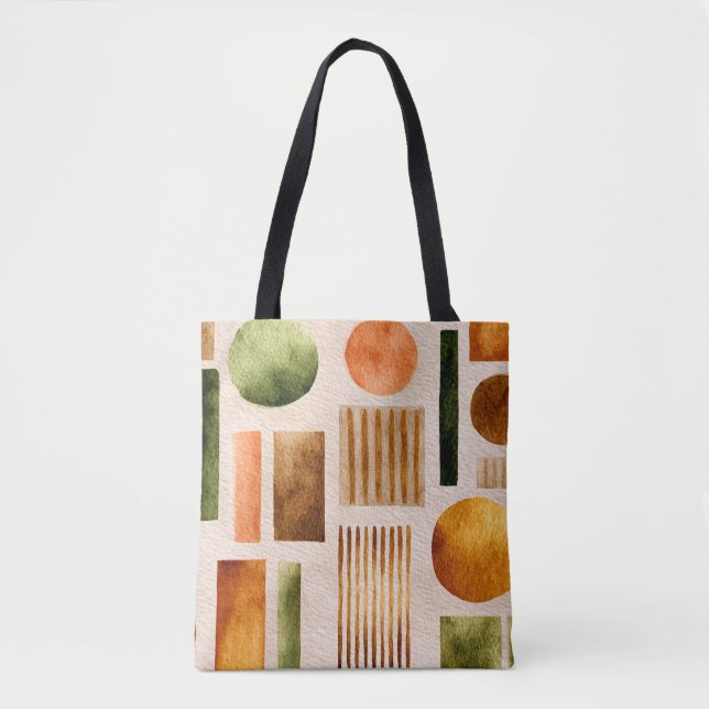 Tote Bag Motif Abstrait d'aquarelle Terre - Boho Organic (Devant)