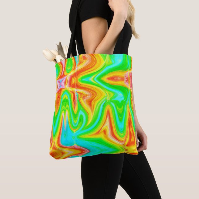 Tote Bag Motif Abstrait de couleur vive (De près)