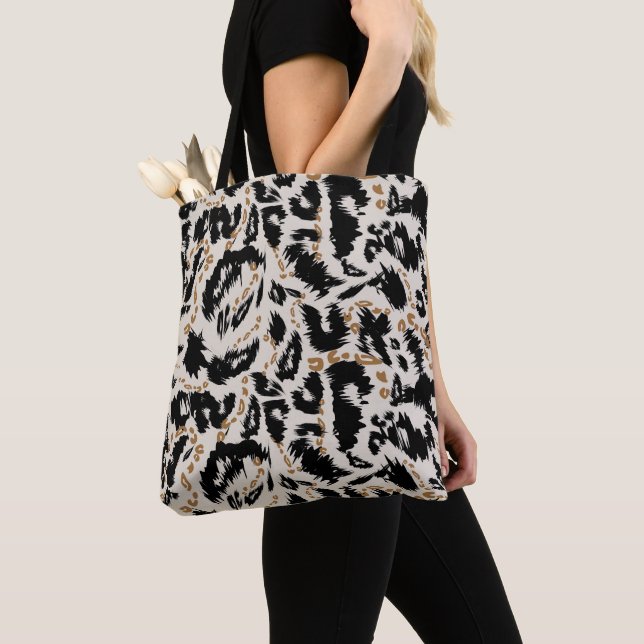 Tote Bag Motif abstrait de léopard bohème africain  (De près)