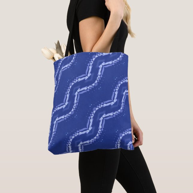 Tote Bag motif Abstrait de vagues bleues (De près)