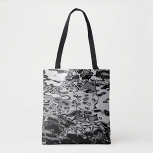 Tote Bag Motif Abstrait d'eau noire et blanche