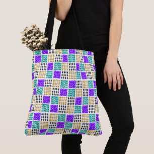 Tote Bag Motif Abstrait Géométrique de Carrés Colorés