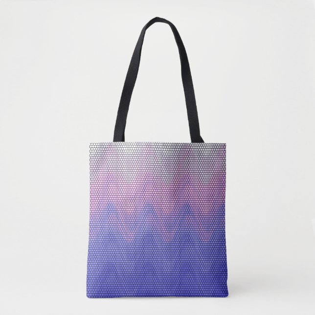 Tote Bag Motif Abstrait Hexagon violet rose (Devant)