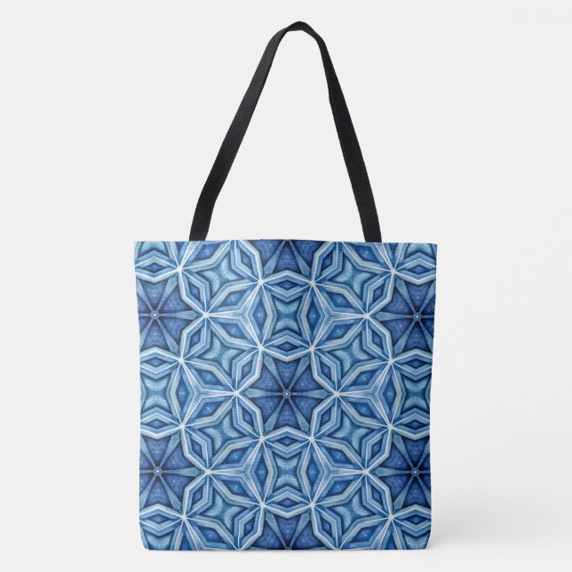 Tote Bag Motif Abstrait Icy Blue Crystal (Devant)