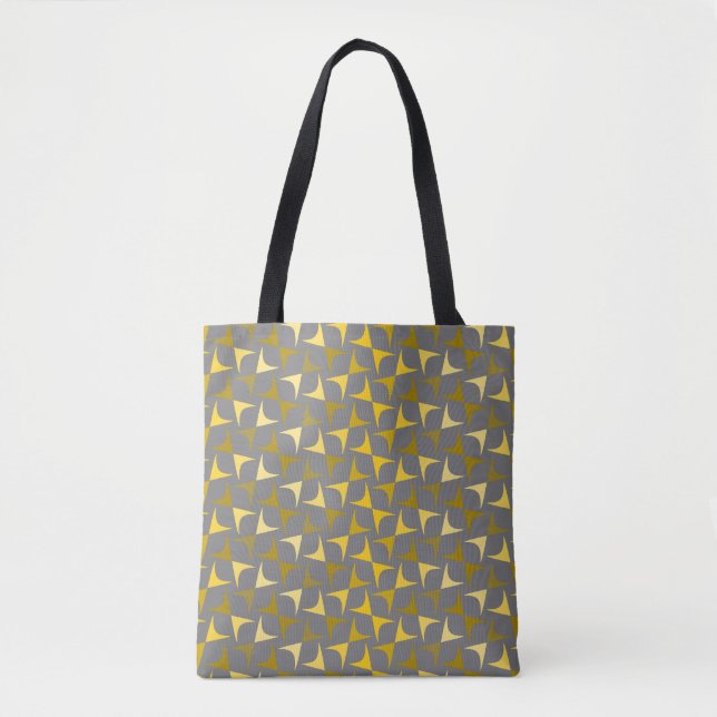 Tote Bag Motif Abstrait jaune et gris (Devant)