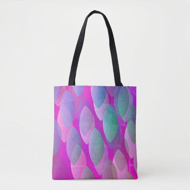 Tote Bag Motif Abstrait moderne | Magenta Purple Rose Turqu (Devant)
