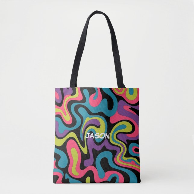 Tote Bag Motif Abstrait Néo Personnalisé — Conception Rétro (Devant)