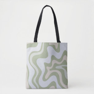 Tote Bag Motif Abstrait Retro Liquid Swirl à Sage Green
