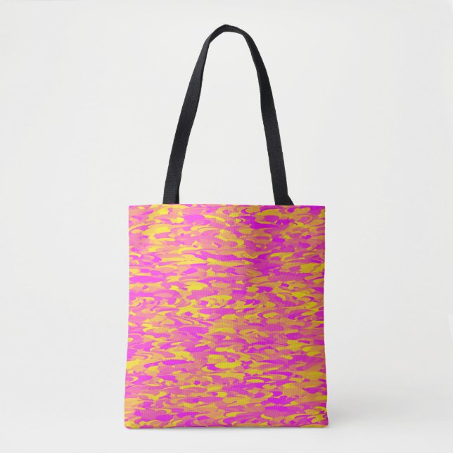 Tote Bag Motif Abstrait rose jaune orange (Devant)