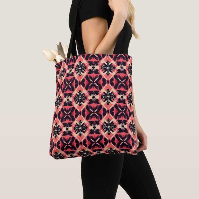 Tote Bag Motif Abstrait rose orange (De près)