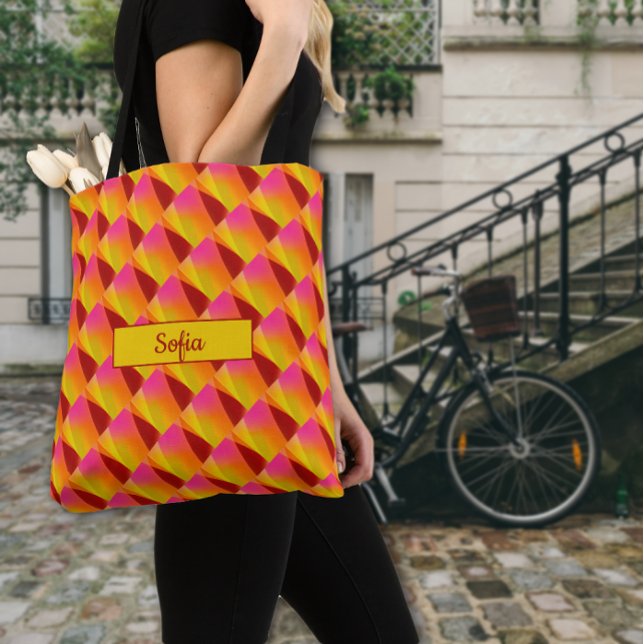 Tote Bag motif Abstrait rouge jaune orange nom (Créateur téléchargé)