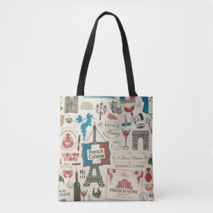 Tote Bag motif Abstrait sans faille sur le thème de la Fran