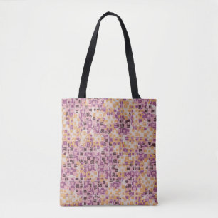 Tote Bag motif Abstrait sans soudure. Carré arrondi et chao
