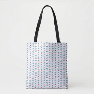 Tote Bag Motif Abstrait sans soudure en bleu et rouge sur c