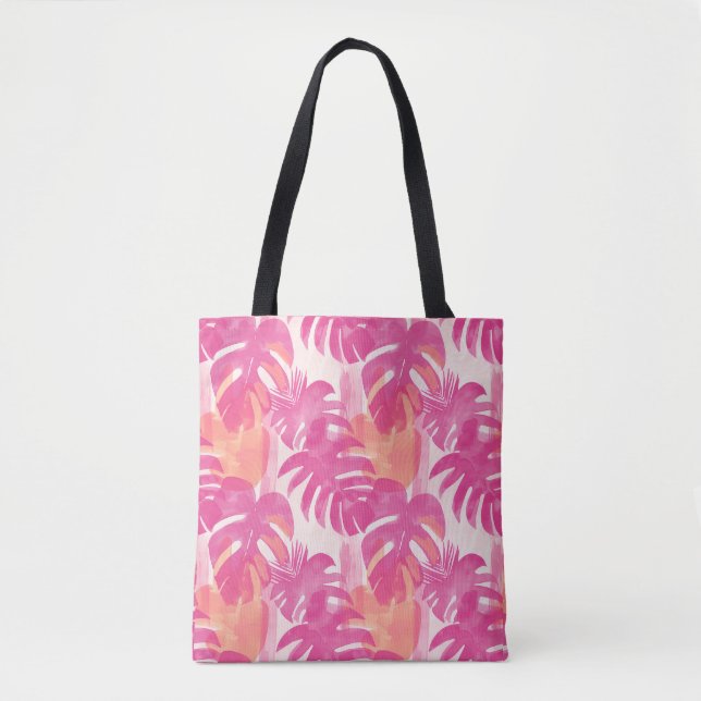 Tote Bag Motif abstrait simple avec feuilles de monstera, f (Devant)