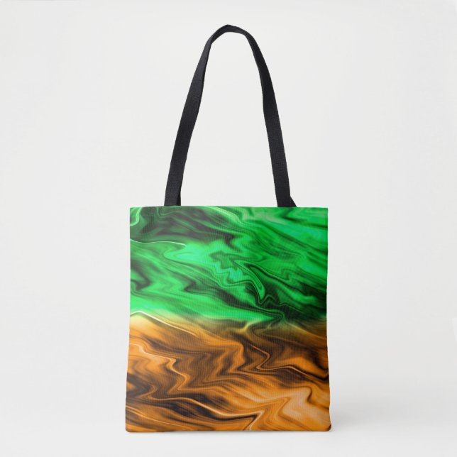 Tote Bag motif Abstrait tacheté en vert orange (Devant)