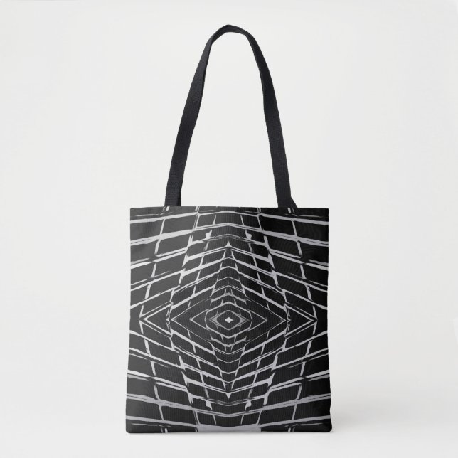 Tote Bag Motif Abstrait tendance noir et blanc (Devant)