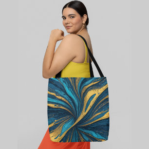 Tote Bag motif Abstrait tourbillonnant dans les tons bleus