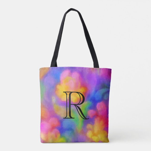 Tote Bag Motif Abstrait très coloré avec Monogramme (Dos)