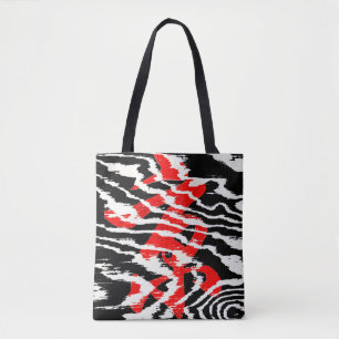 Tote Bag Motif Abstrait très Cool noir rouge blanc