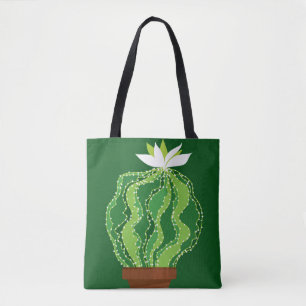 Tote Bag motif Abstrait vert cactus transparent