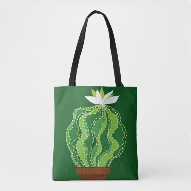 Tote Bag motif Abstrait vert cactus transparent (Devant)