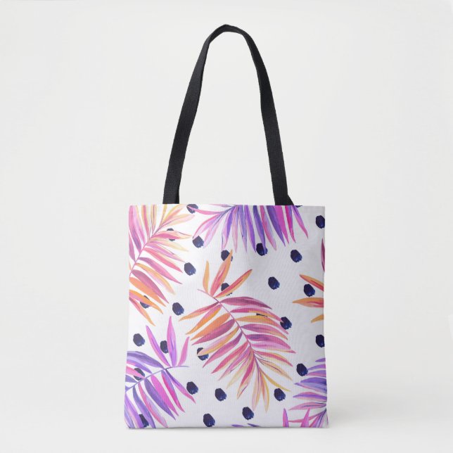 Tote Bag Motif acrylique Feuille de palme tropicale (Devant)