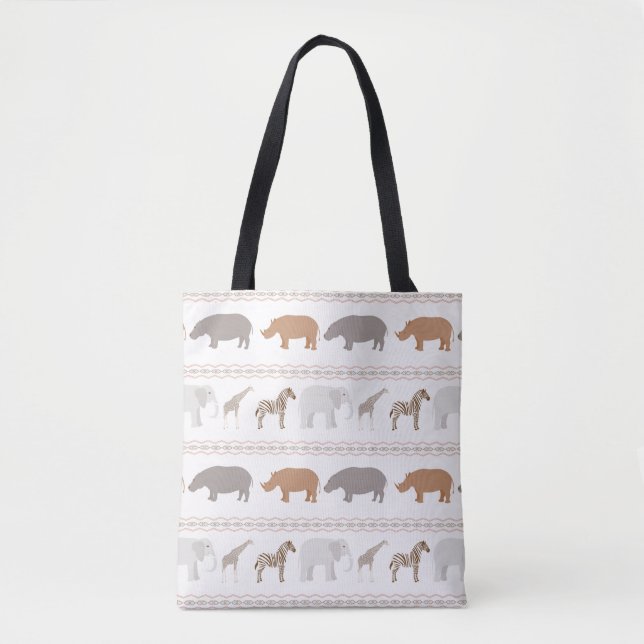Tote Bag Motif africain 1 d'animaux (Devant)