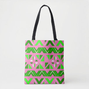 Tote Bag Motif africain de rose et de vert