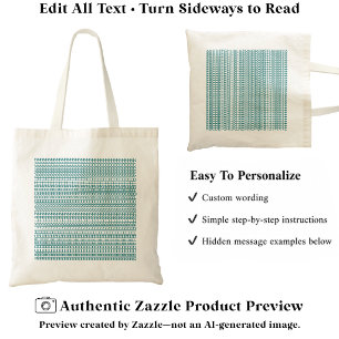 Tote Bag Motif Alphabet Secret, Ajouter Un Message Sarcelle