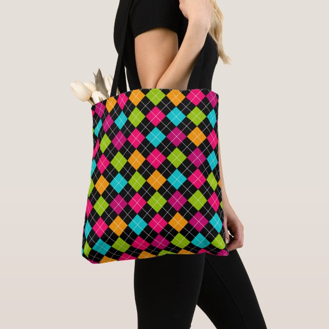 Tote Bag Motif Argyle Coloré (De près)