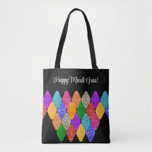 Tote Bag Motif Arlequin Moderne Pailleté Mardi Gras