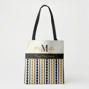 Tote Bag Motif Art Déco élégant noir et or