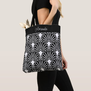 Tote Bag Motif Art déco noir et blanc