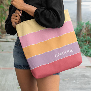 Tote Bag Motif artistique personnalisé multicolore à rayure