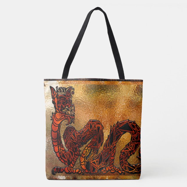 Tote Bag Motif asiatique dragon chinois (Devant)