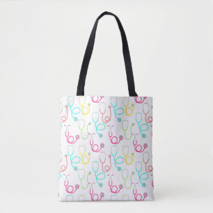 Tote Bag Motif au néon de stéthoscope