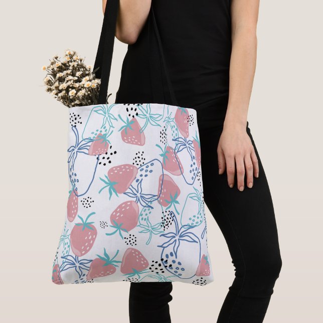 Tote Bag ٍ Motif aux fraises (De près)