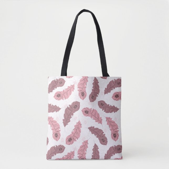 Tote Bag motif avec des plumes de paon (Devant)