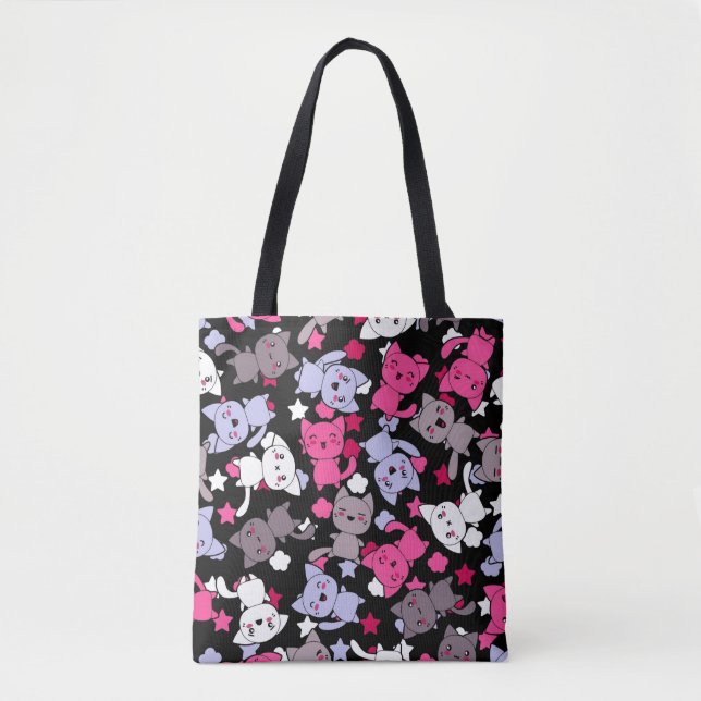 Tote Bag motif avec les chats mignons 3 de griffonnage de (Devant)